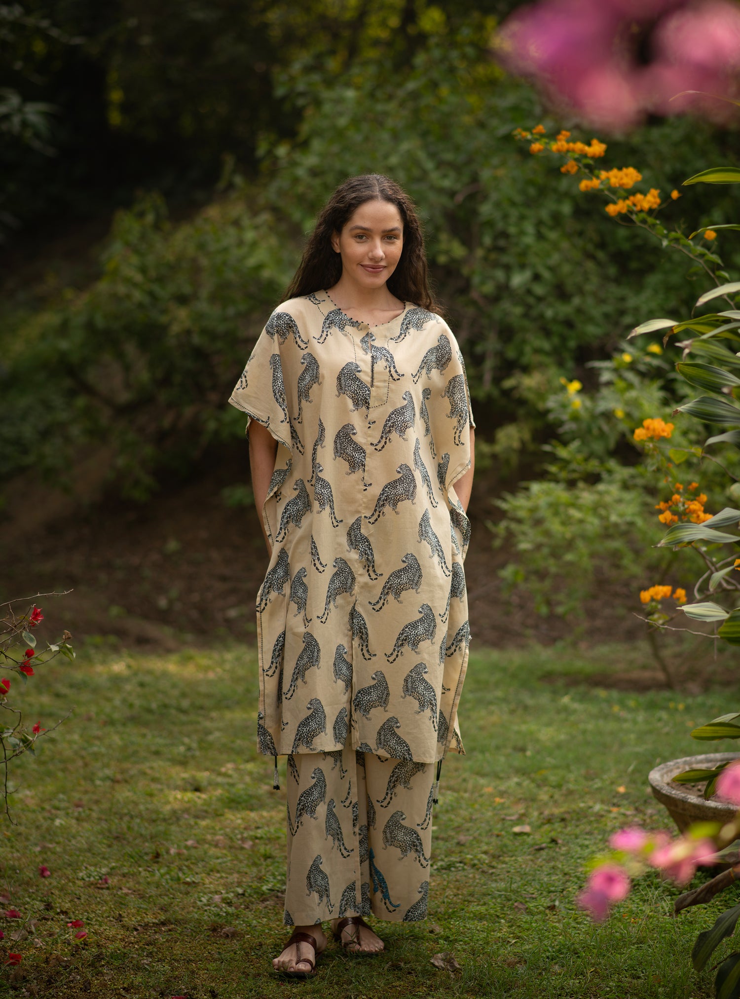 Ellie Pant : Leopard Beige Voile