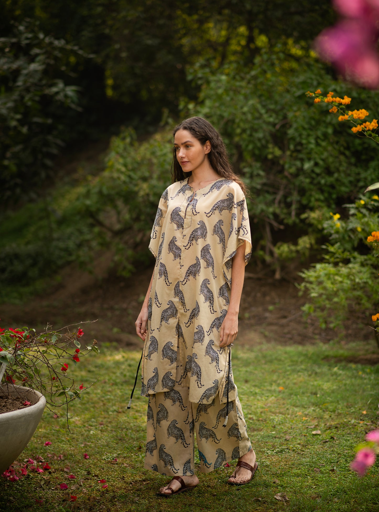 Ellie Pant : Leopard Beige Voile