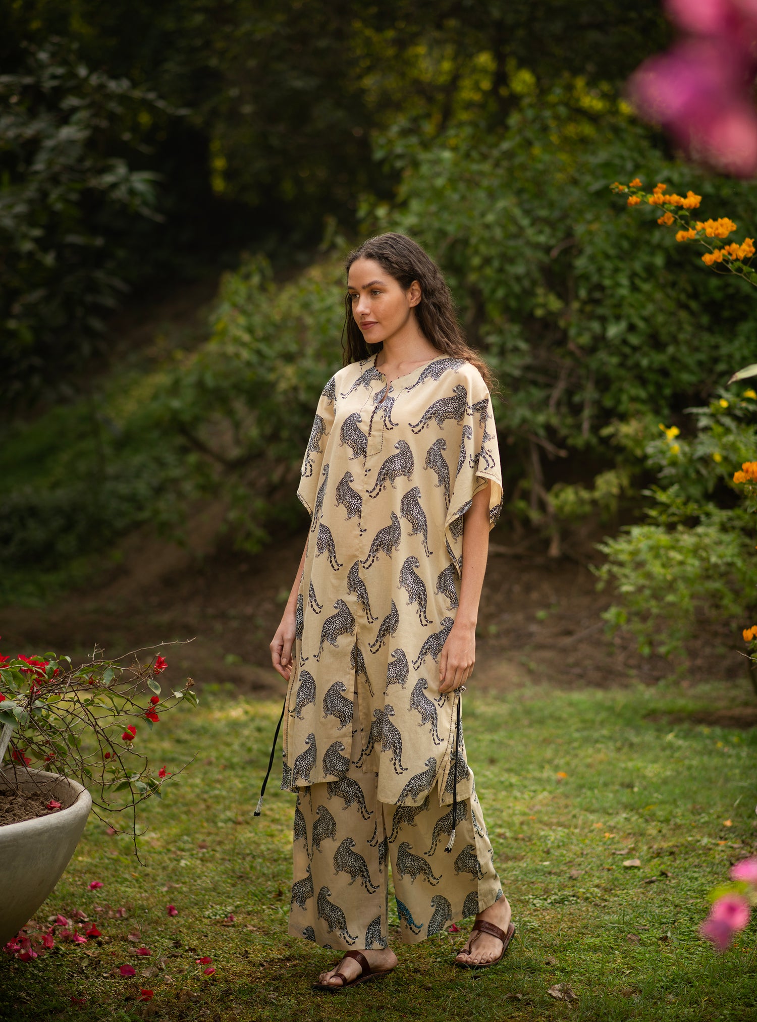 Ellie Pant : Leopard Beige Voile