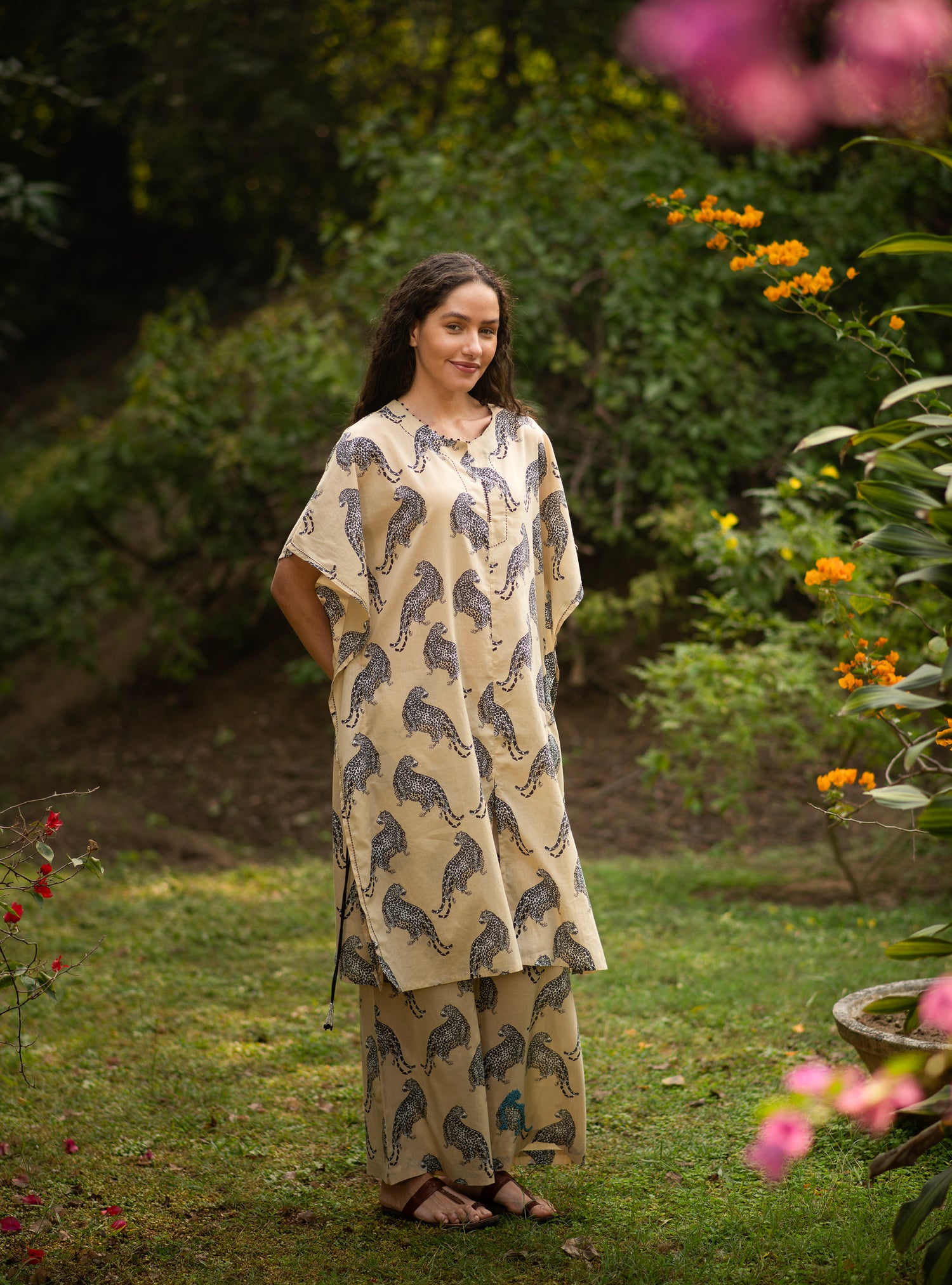 Ellie Pant : Leopard Beige Voile