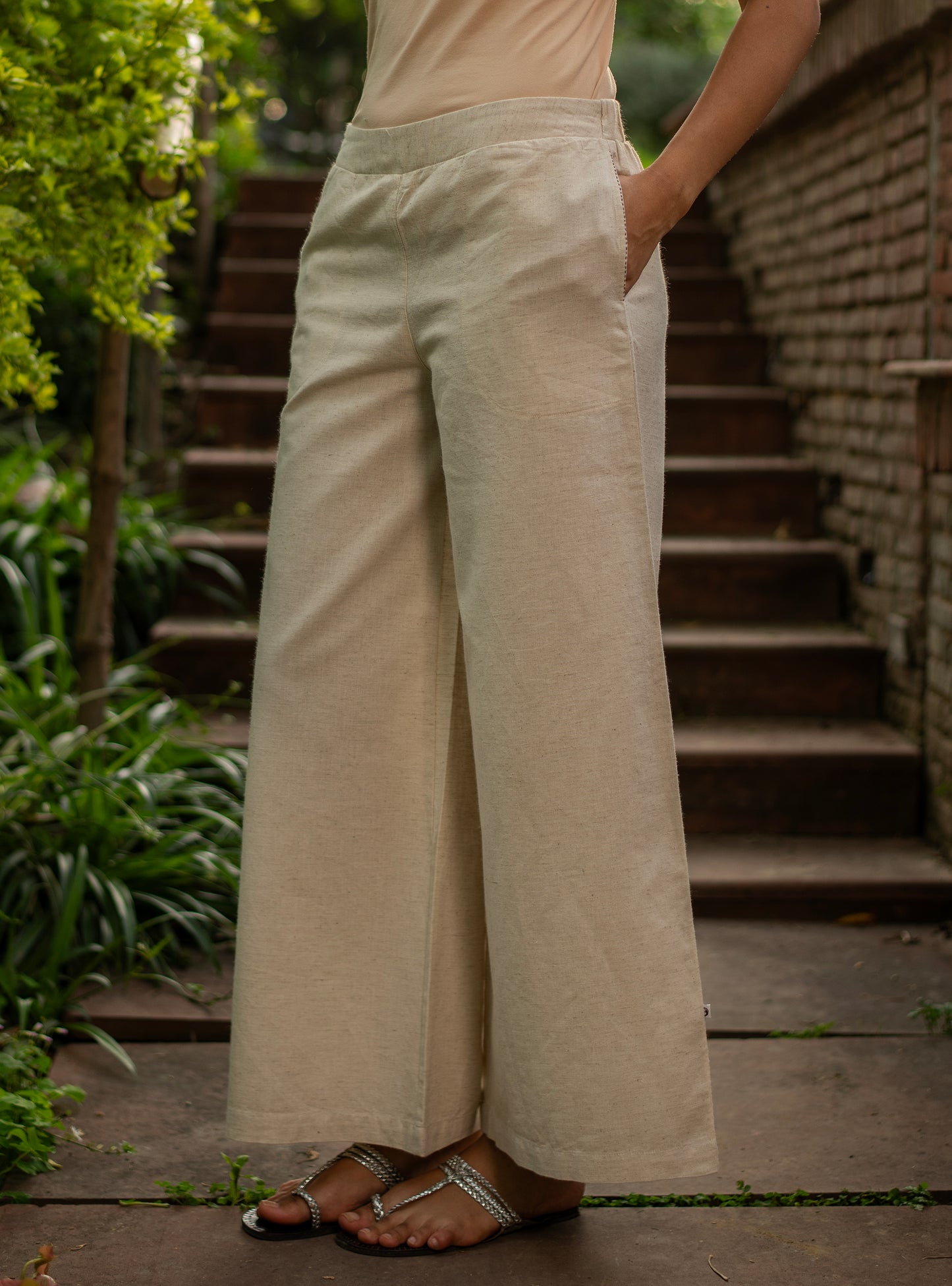 Ellie Pant : Solid Natural Cotton Flax