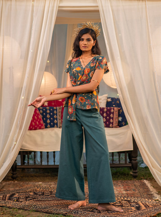 Ellie Pant : Solid Emerald Slub