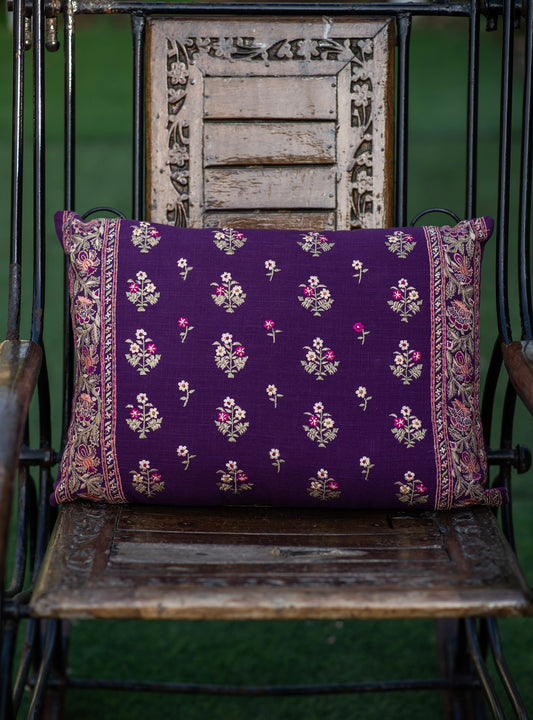 Embroidered Cushion Cover : Versailles Purple  Textured