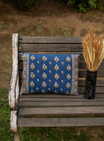 Embroidered Cushion Cover : Versailles Navy Textured