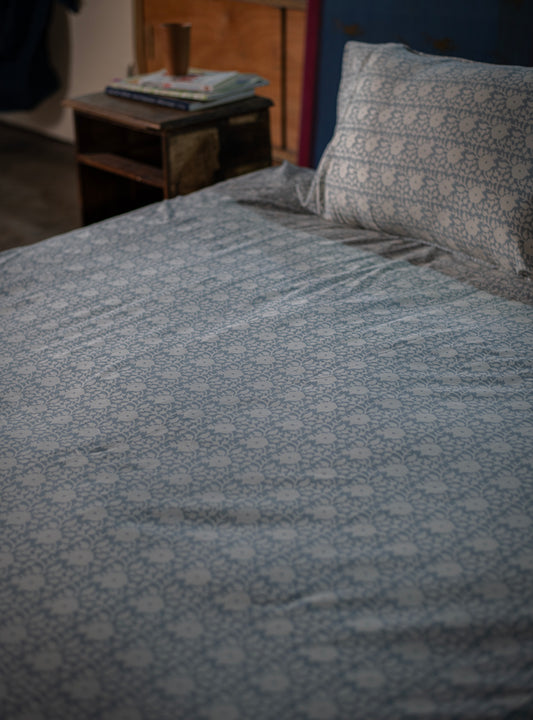 Printed Fitted Sheet w Pillow : Camryn Celeste Cambric
