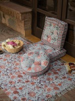Printed Floor Cushion : Malabar Celeste Sheeting