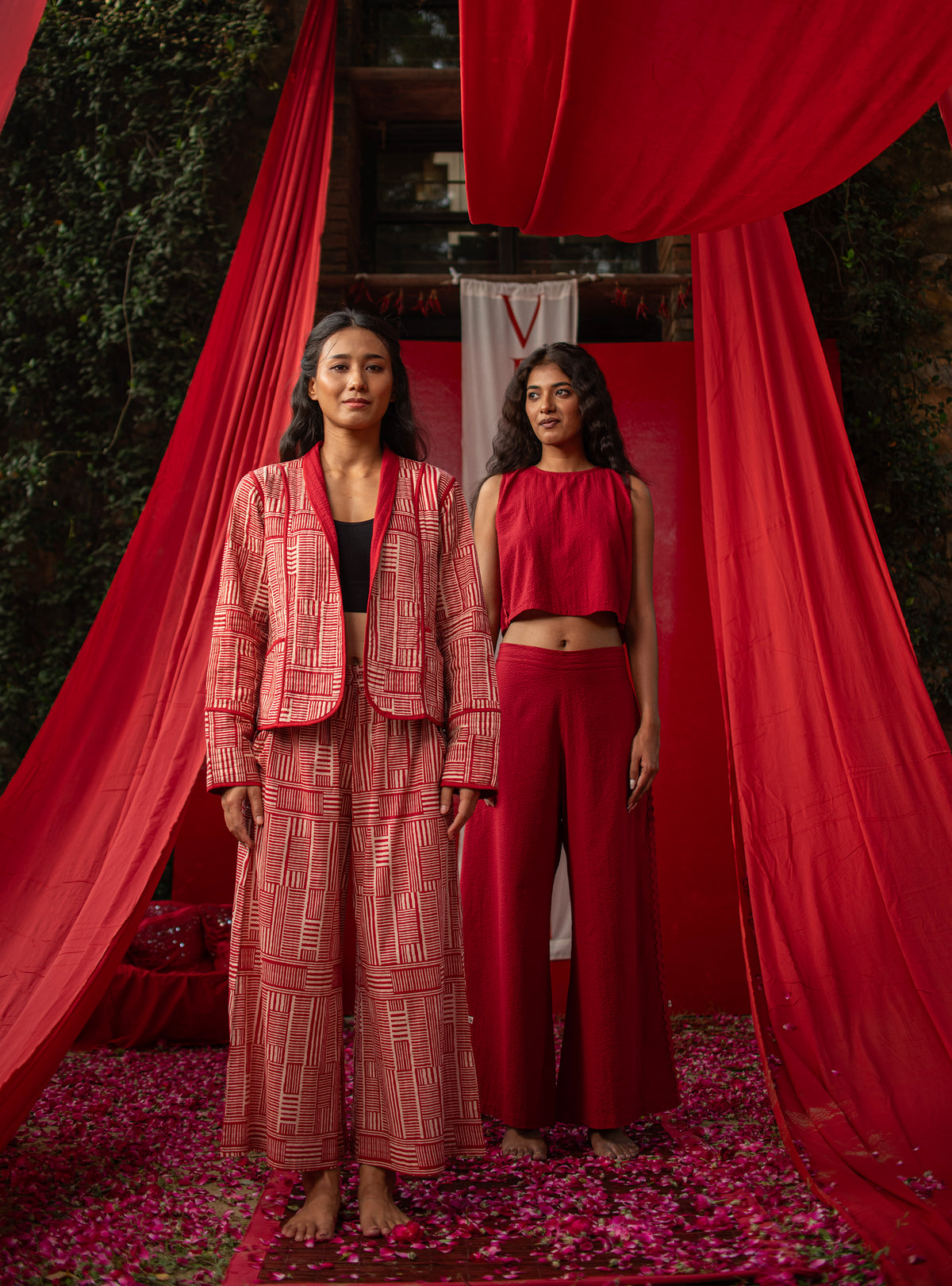 Flouncy Pant : Baker Red Voile