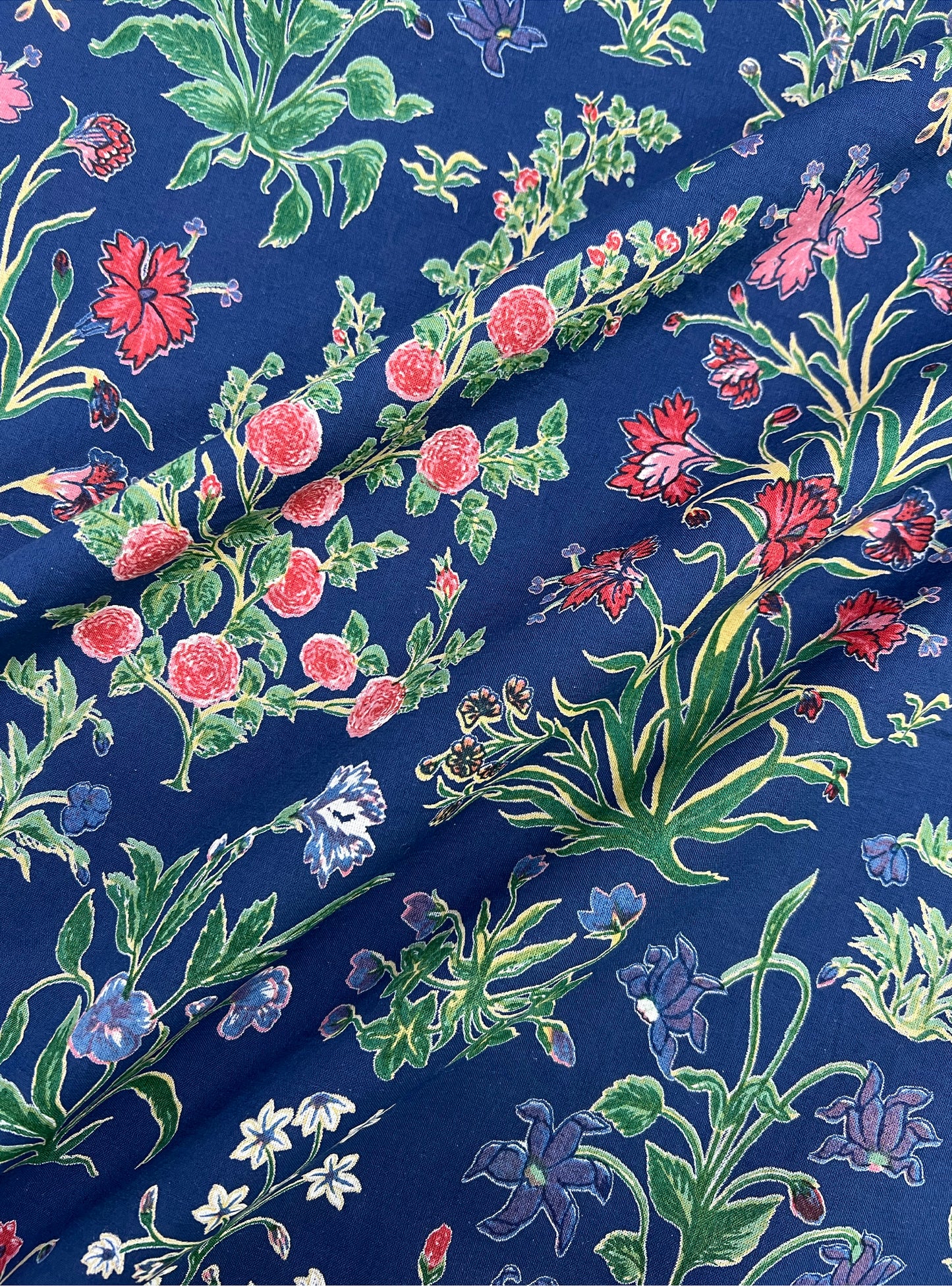 Cotton Cambric Fabric  : Garden Navy