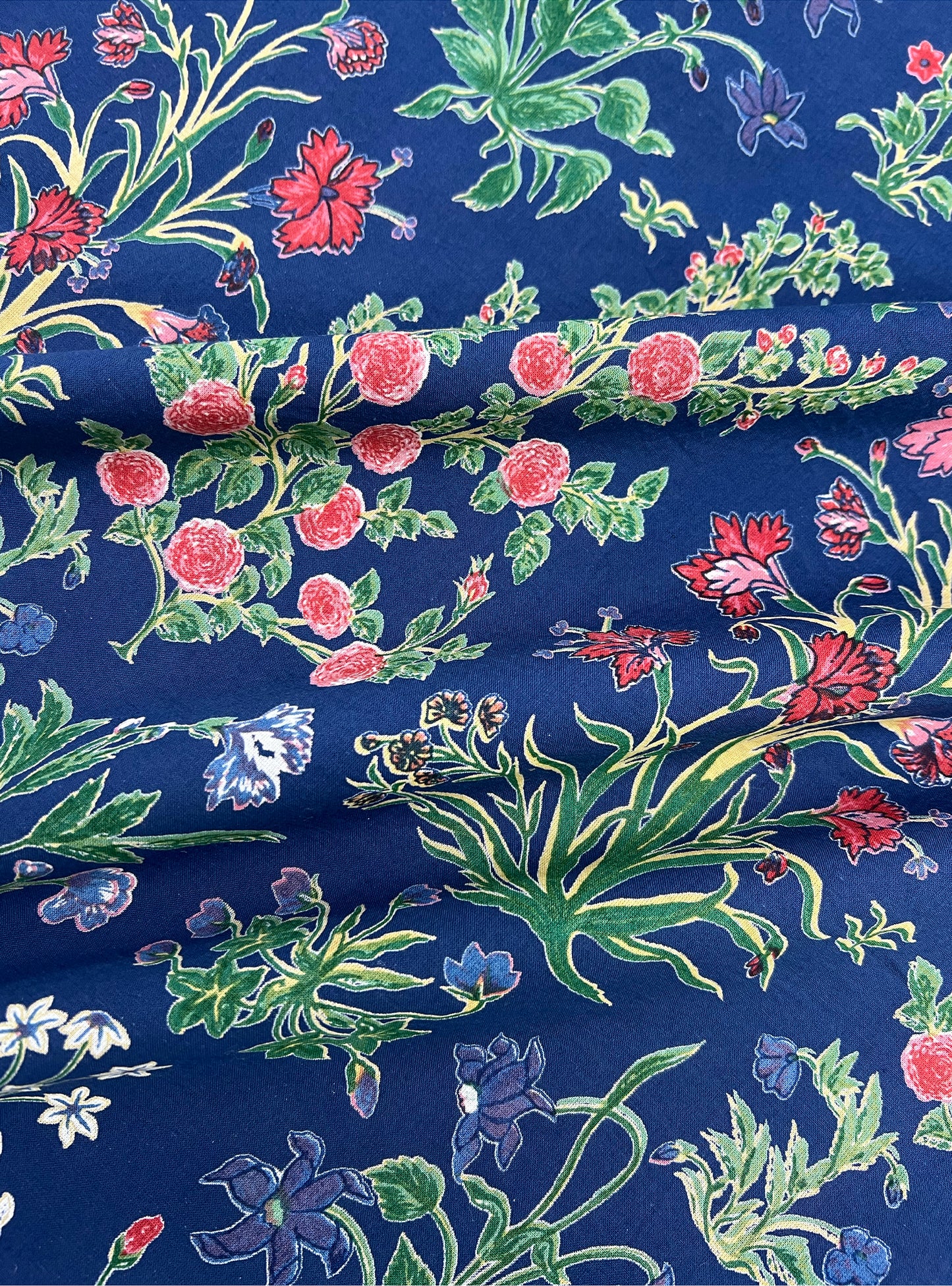 Cotton Cambric Fabric  : Garden Navy