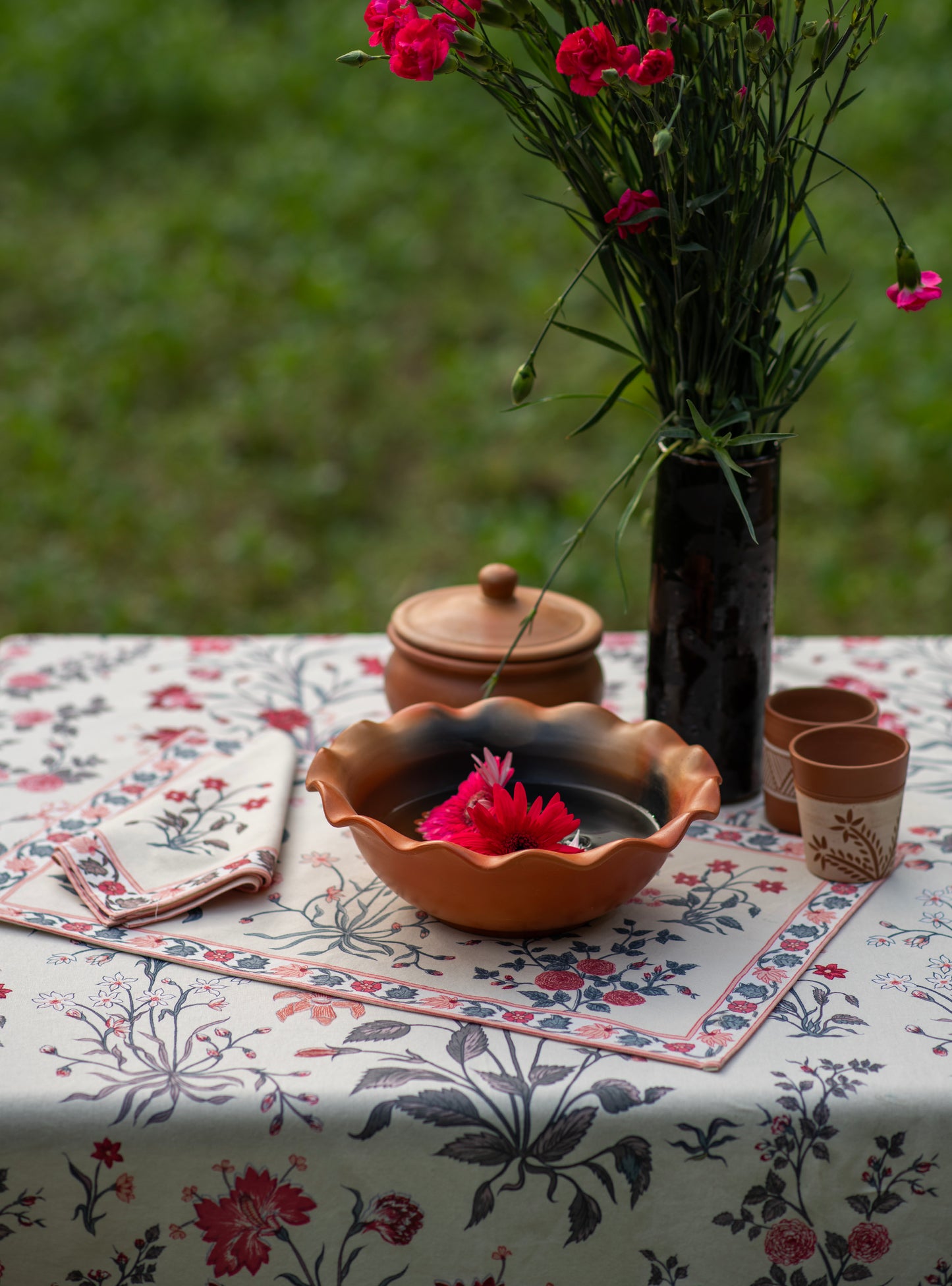 Printed Mat Set of 6 : Garden Taupe Canvas