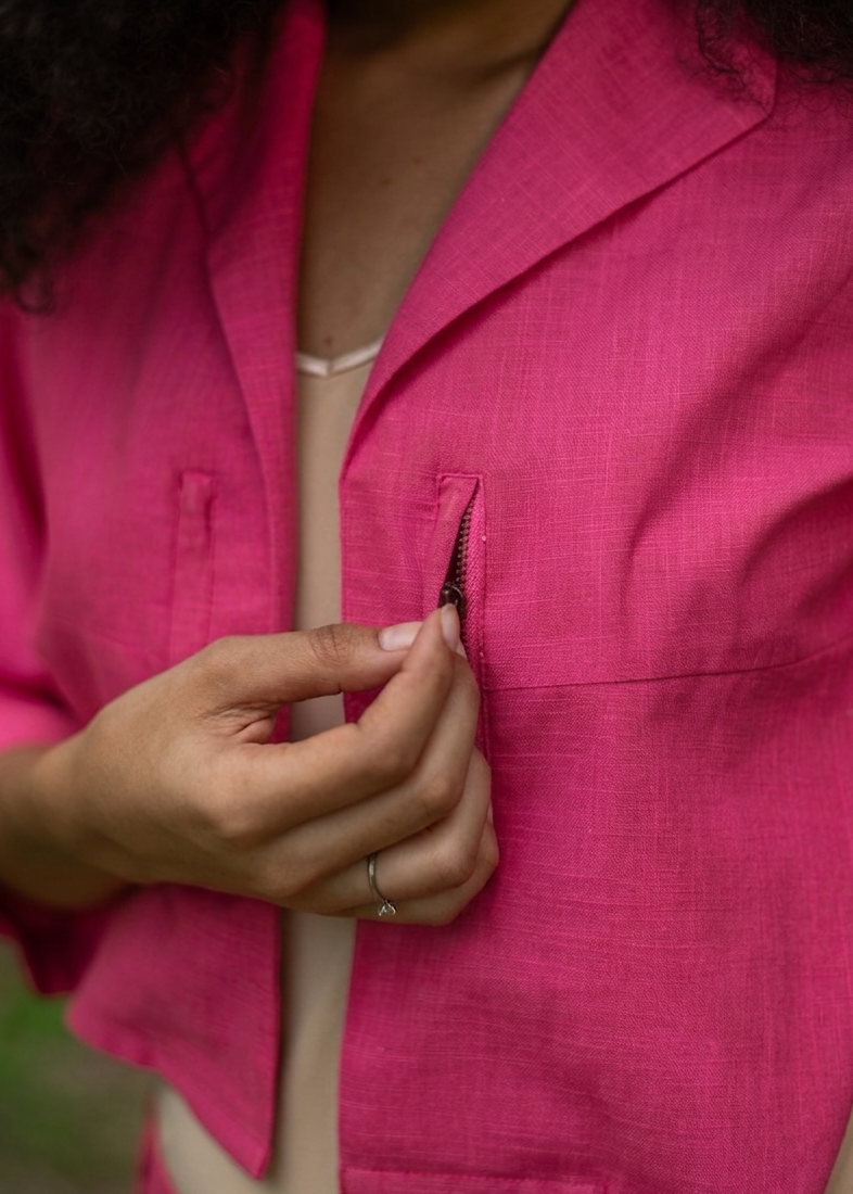 Crop Shrug : Solid Azalea Slub