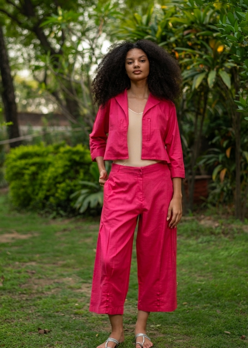 Crop Shrug : Solid Azalea Slub