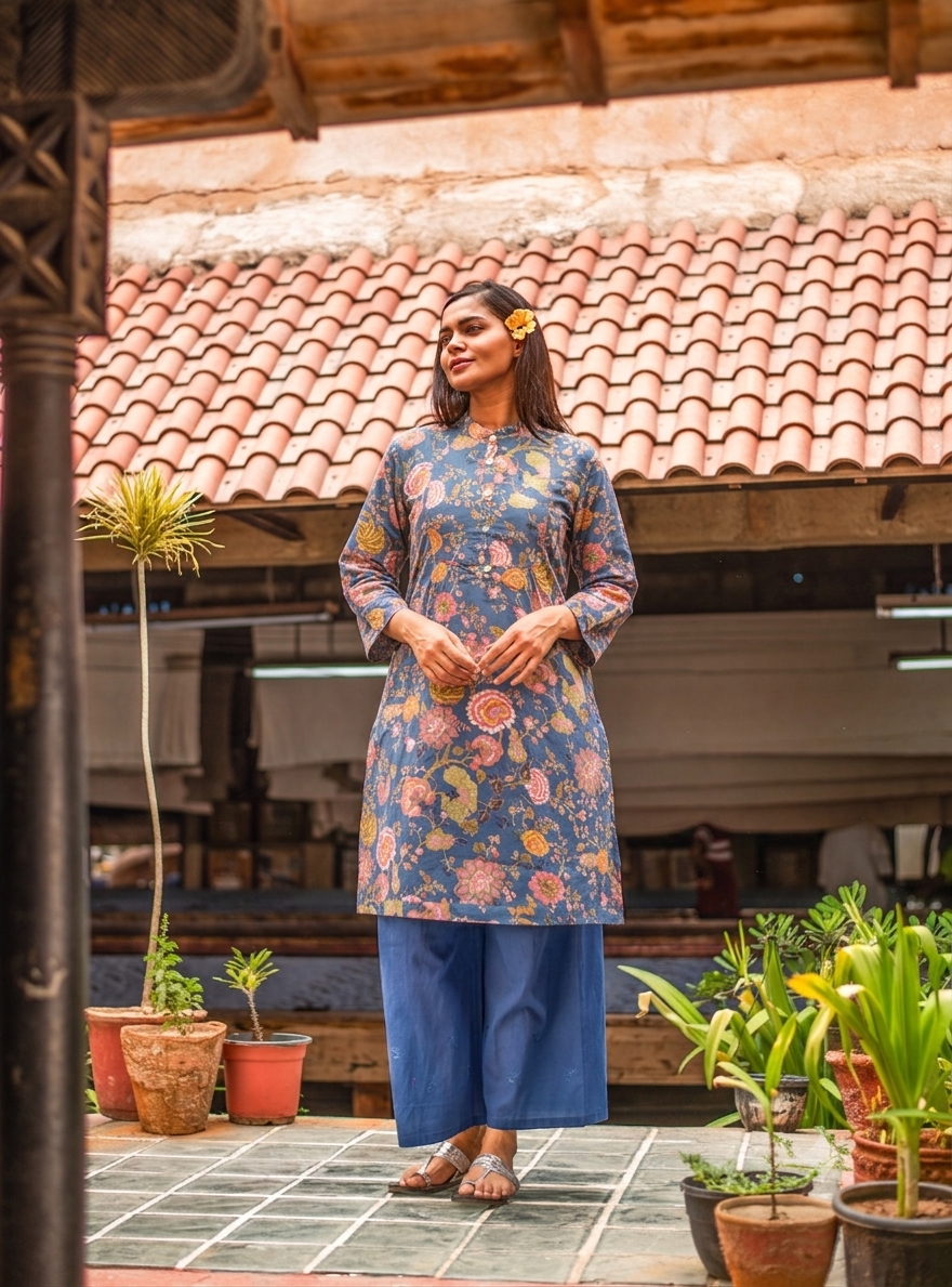 Usha Tunic : Malabar Neelam Voile
