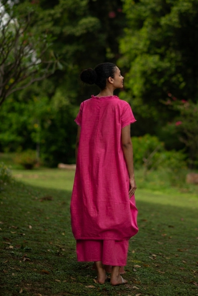 Balloon Dress : Solid Azalea Slub