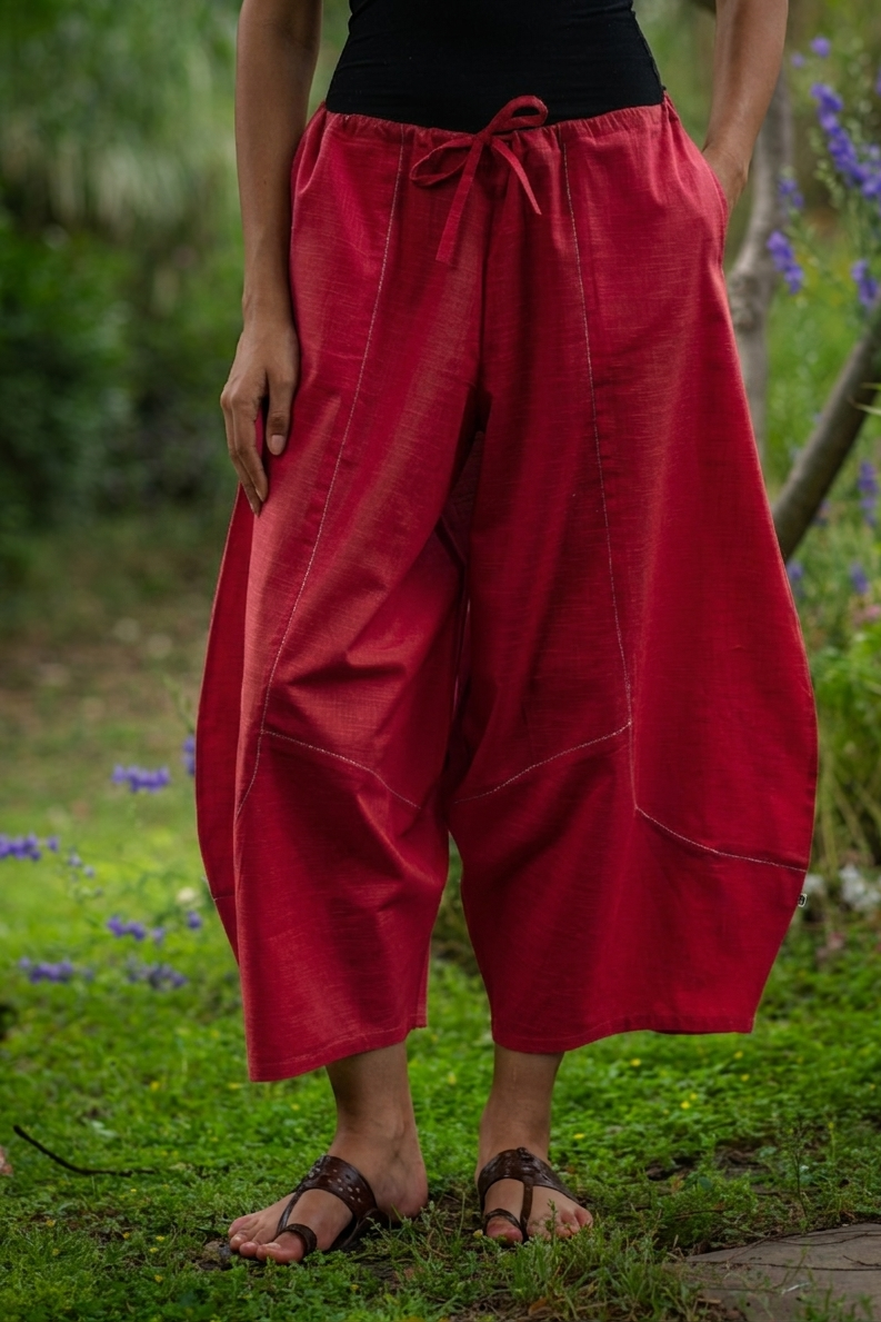 Balloon Pant : Solid Coral Slub