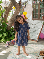 Kids Claire Dress : Kasauli Buti Navy Voile