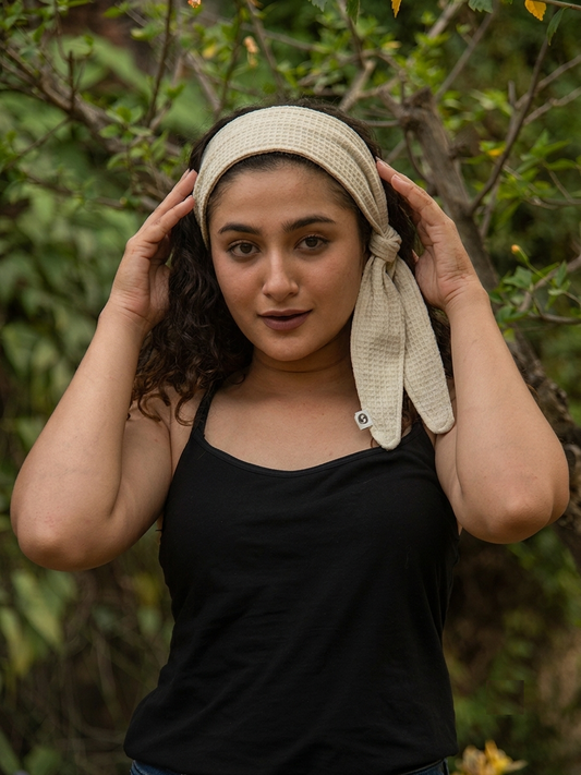 Spa Tie Band : Beige Honey Comb