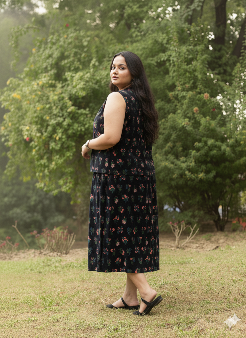 Frost Slit Skirt : Toile Black Velvet