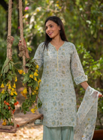 Lali Kurta  : Swati Blue Voile