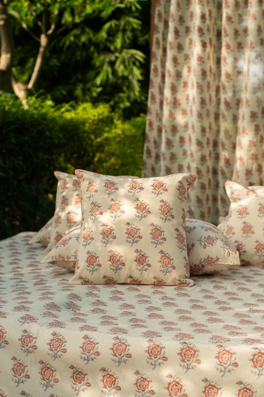 Printed Cushion Cover Rev : Indian Rose Sheeting+Canvas