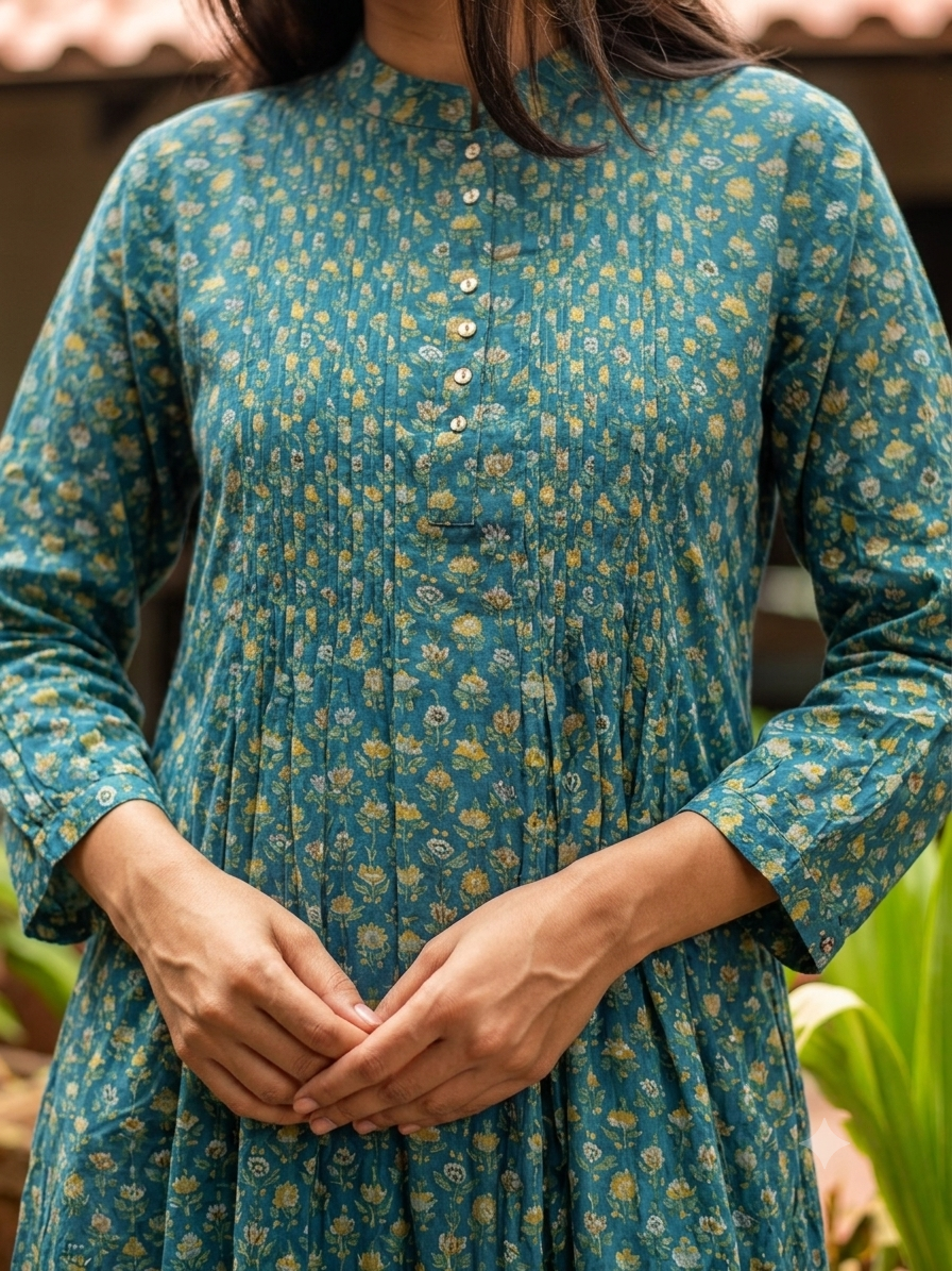 Shabnam Kurta : Eden Emerald  Chanderi