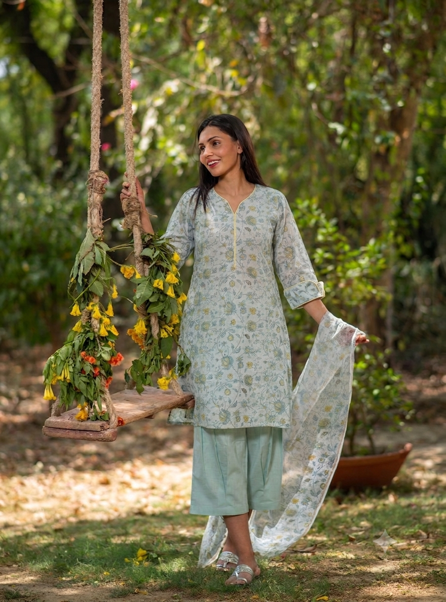 Lali Kurta  : Swati Blue Voile
