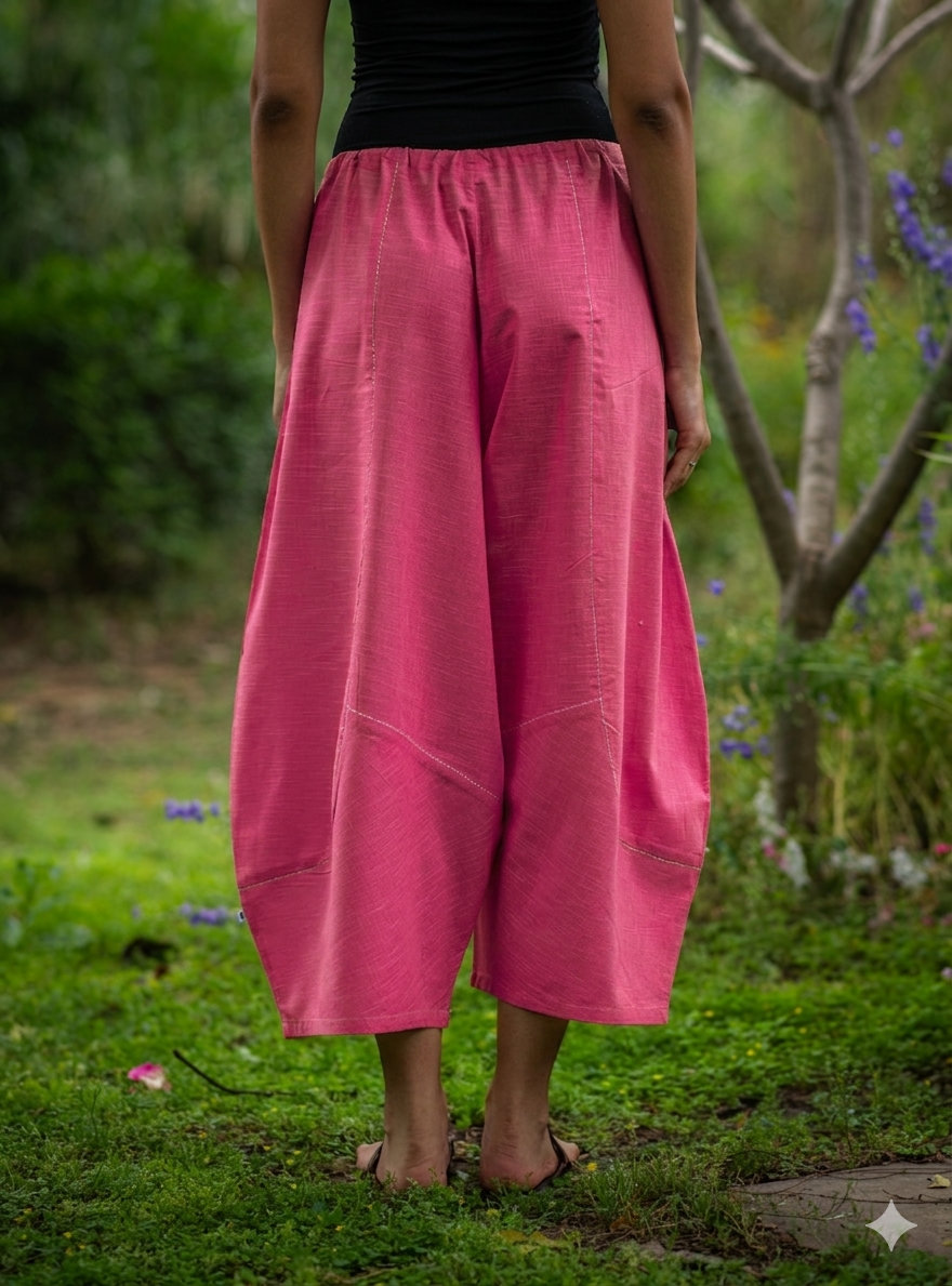 Balloon Pant : Solid Azalea Slub