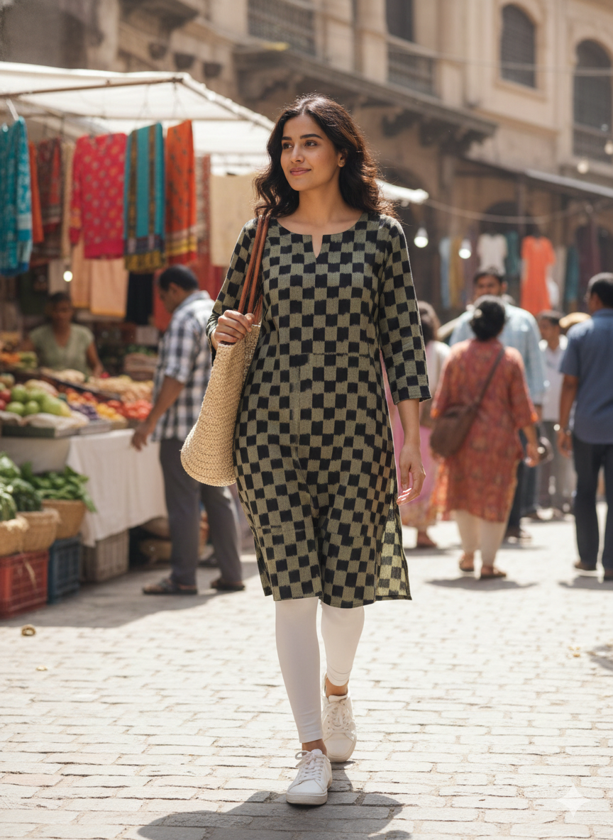 Short Kurta : Ikat Handloom