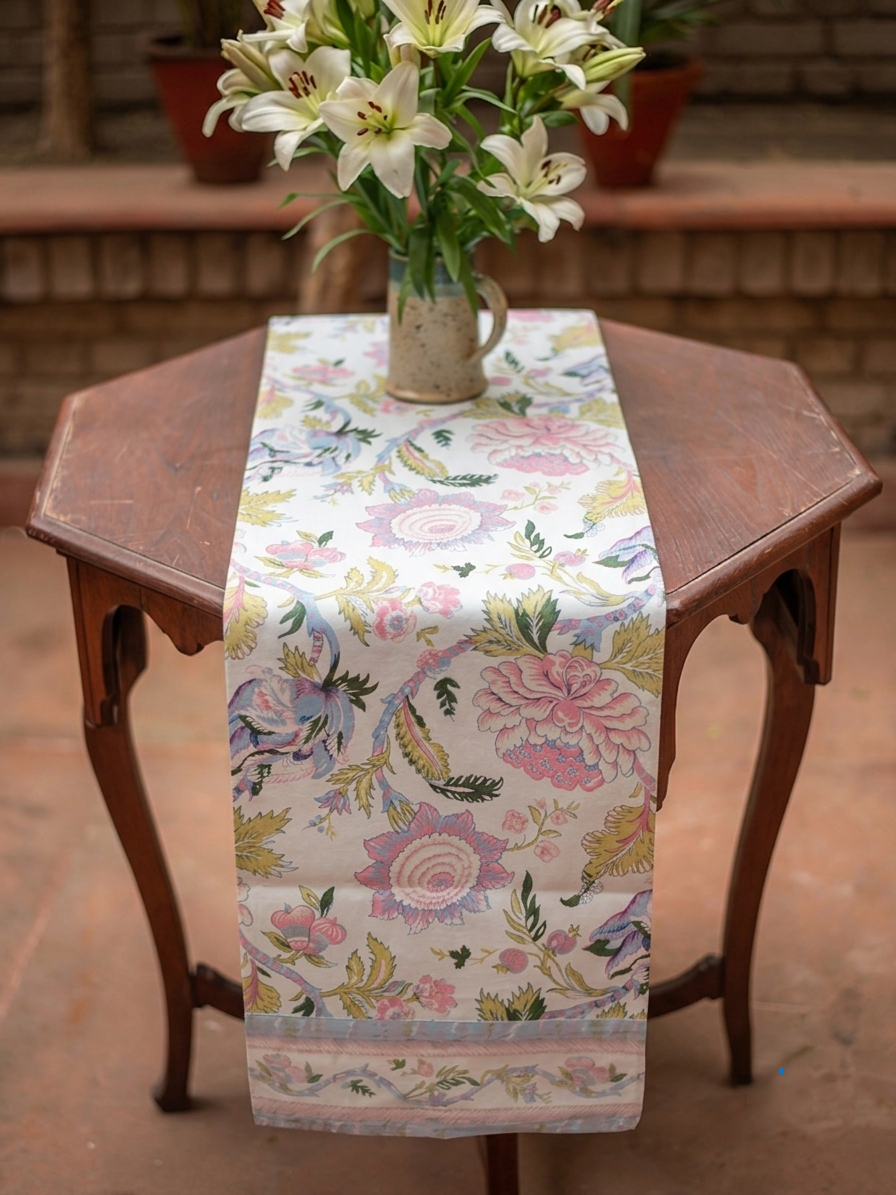 Printed Runner : Kerala Cream Canvas