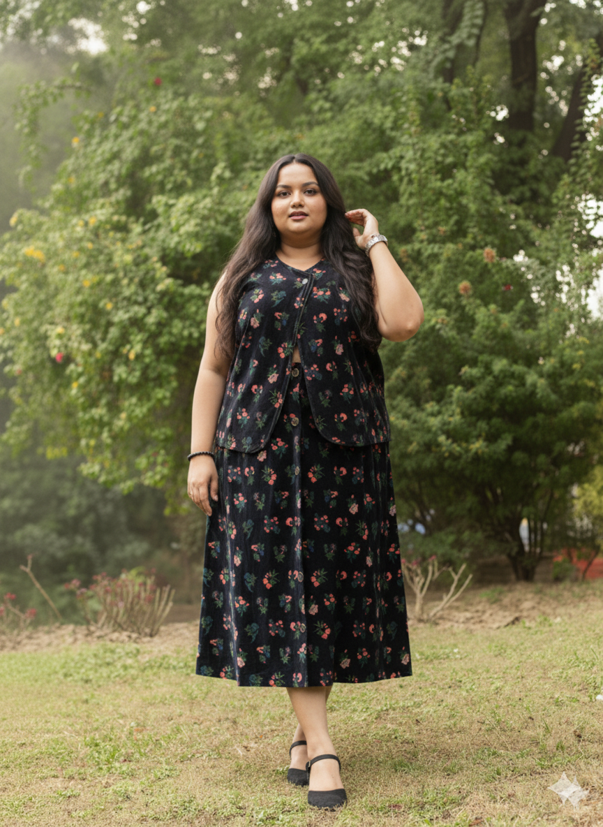 Frost Slit Skirt : Toile Black Velvet