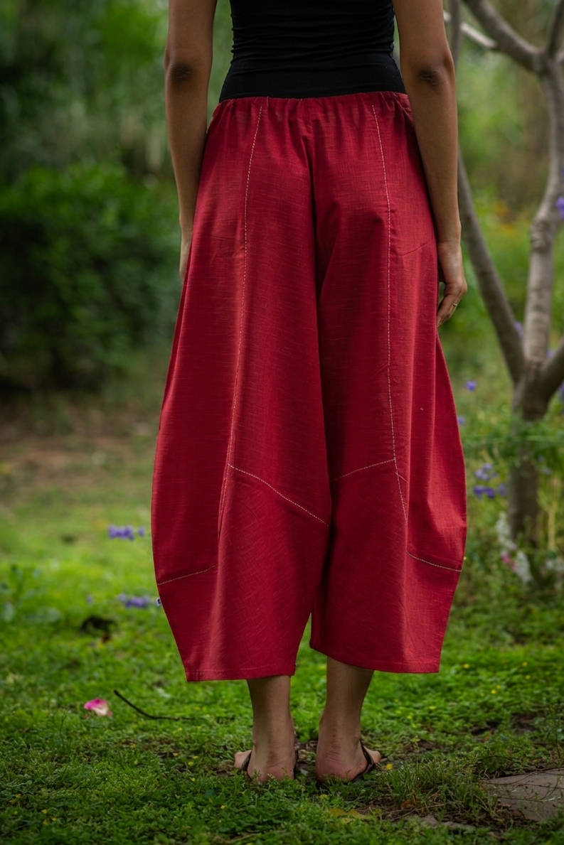 Balloon Pant : Solid Coral Slub