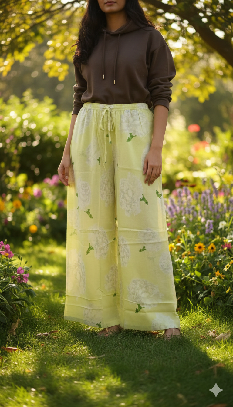 Palazzo  Pant : Carnation Lime