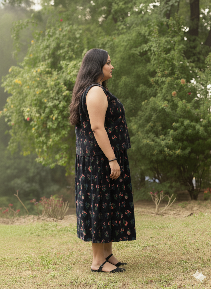 Frost Slit Skirt : Toile Black Velvet