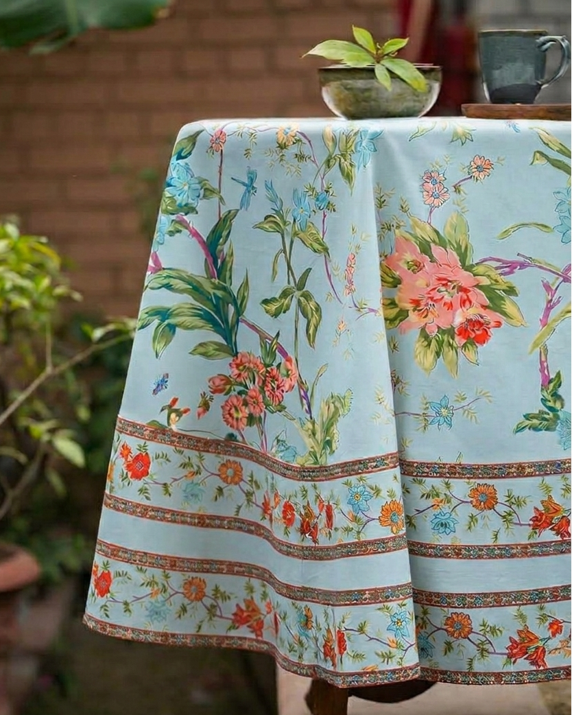 Printed Table Cloth :  Corsica Sky Rd Sheeting