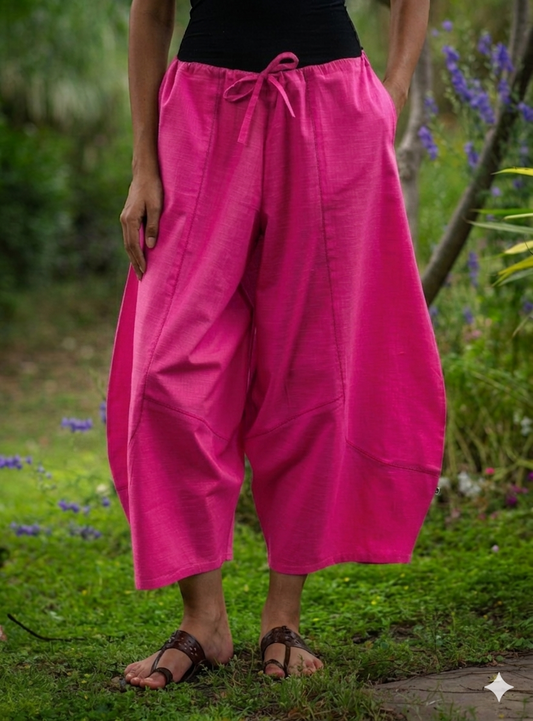Balloon Pant : Solid Azalea Slub