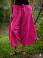Balloon Pant : Solid Azalea Slub
