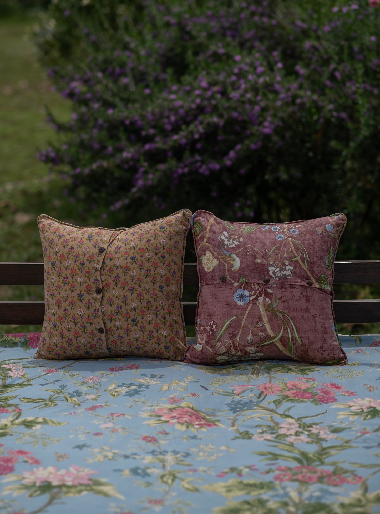 Green Cushion Cover : Humming Birds Xylophone Textured