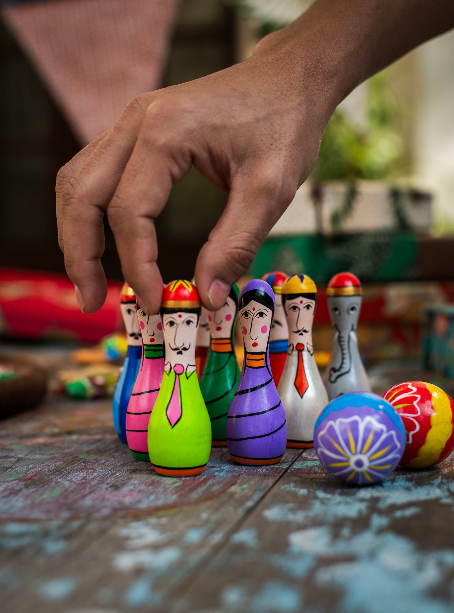 Hand Painted Bowling Set : Assorted