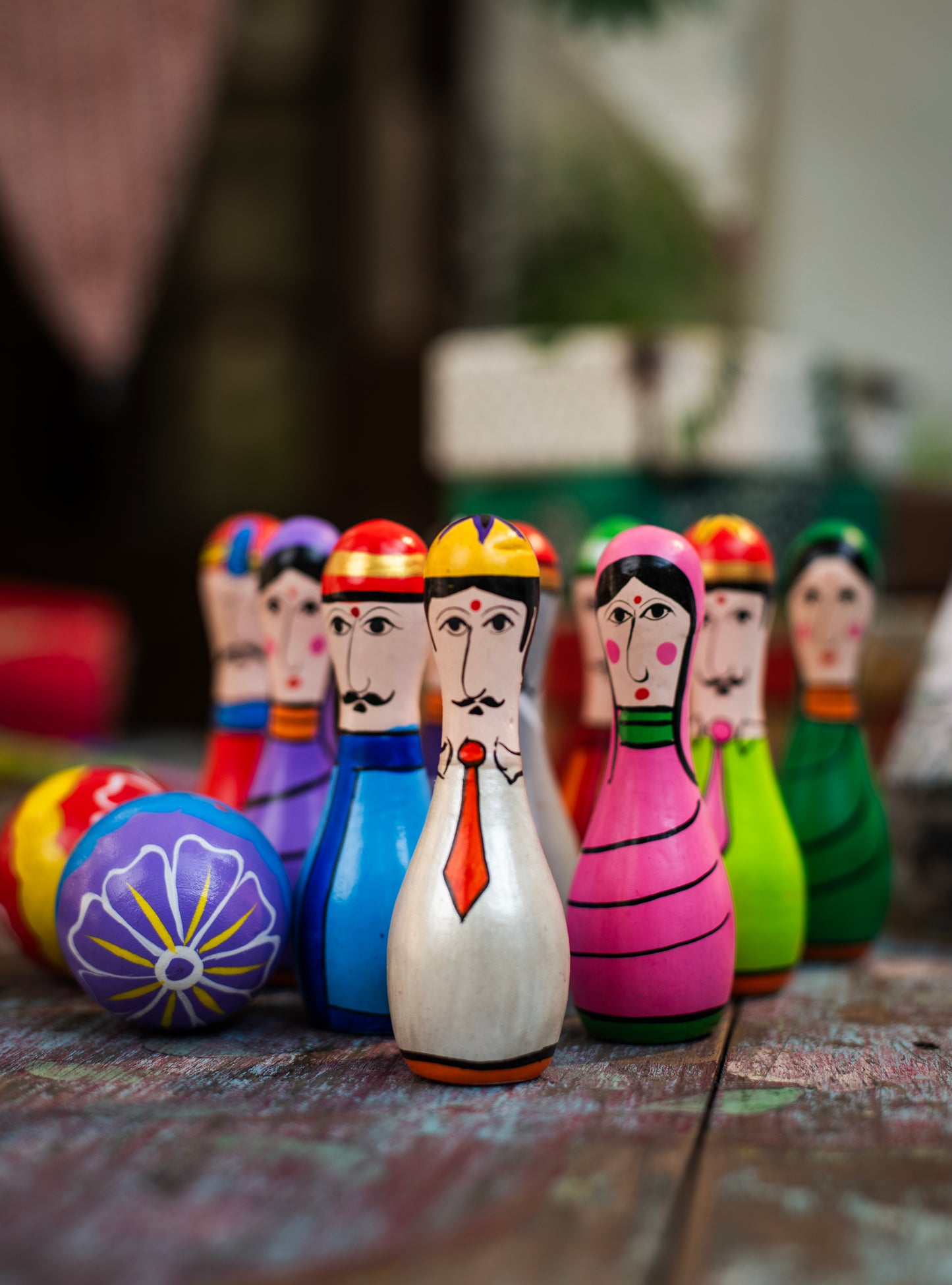 Hand Painted Bowling Set : Assorted