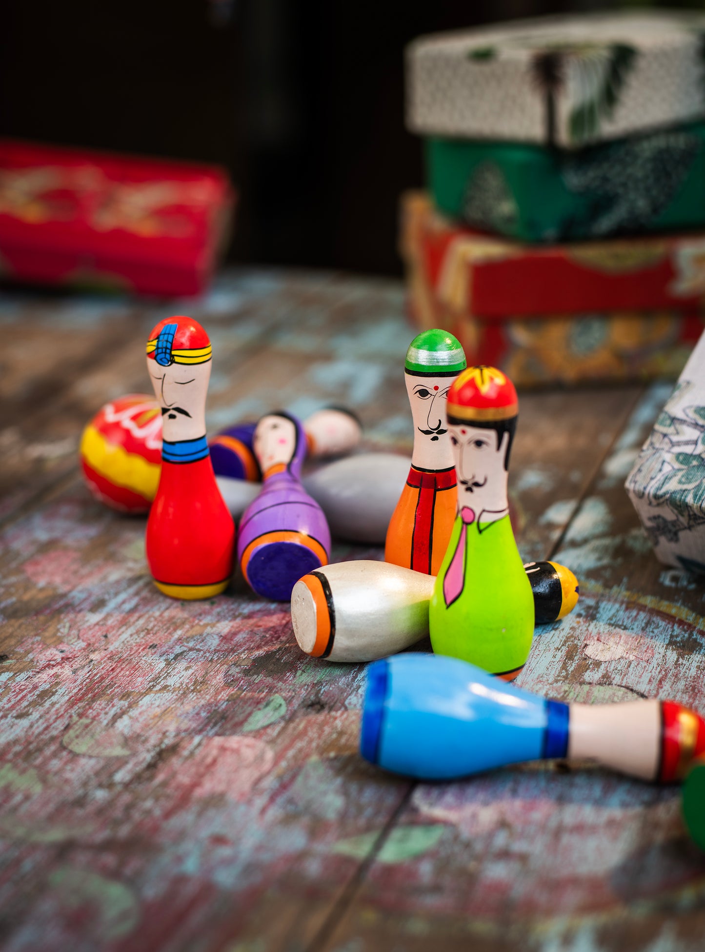 Hand Painted Bowling Set : Assorted