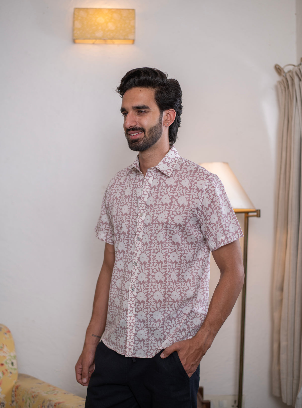 Hangout Shirt Half Sleeves : Camryn Mocha Voile