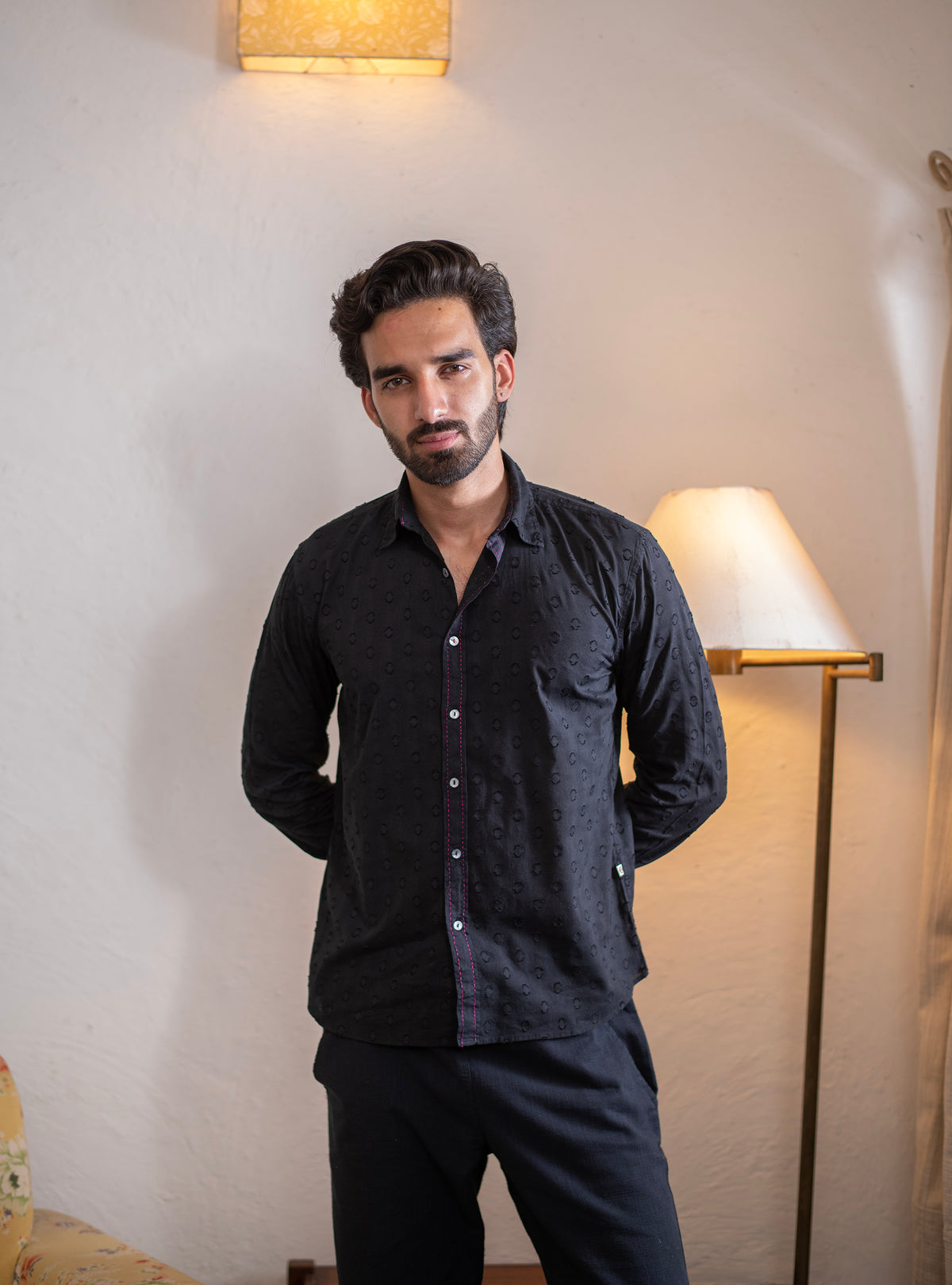 Hangout Shirt FS : Solid Black Cutwork