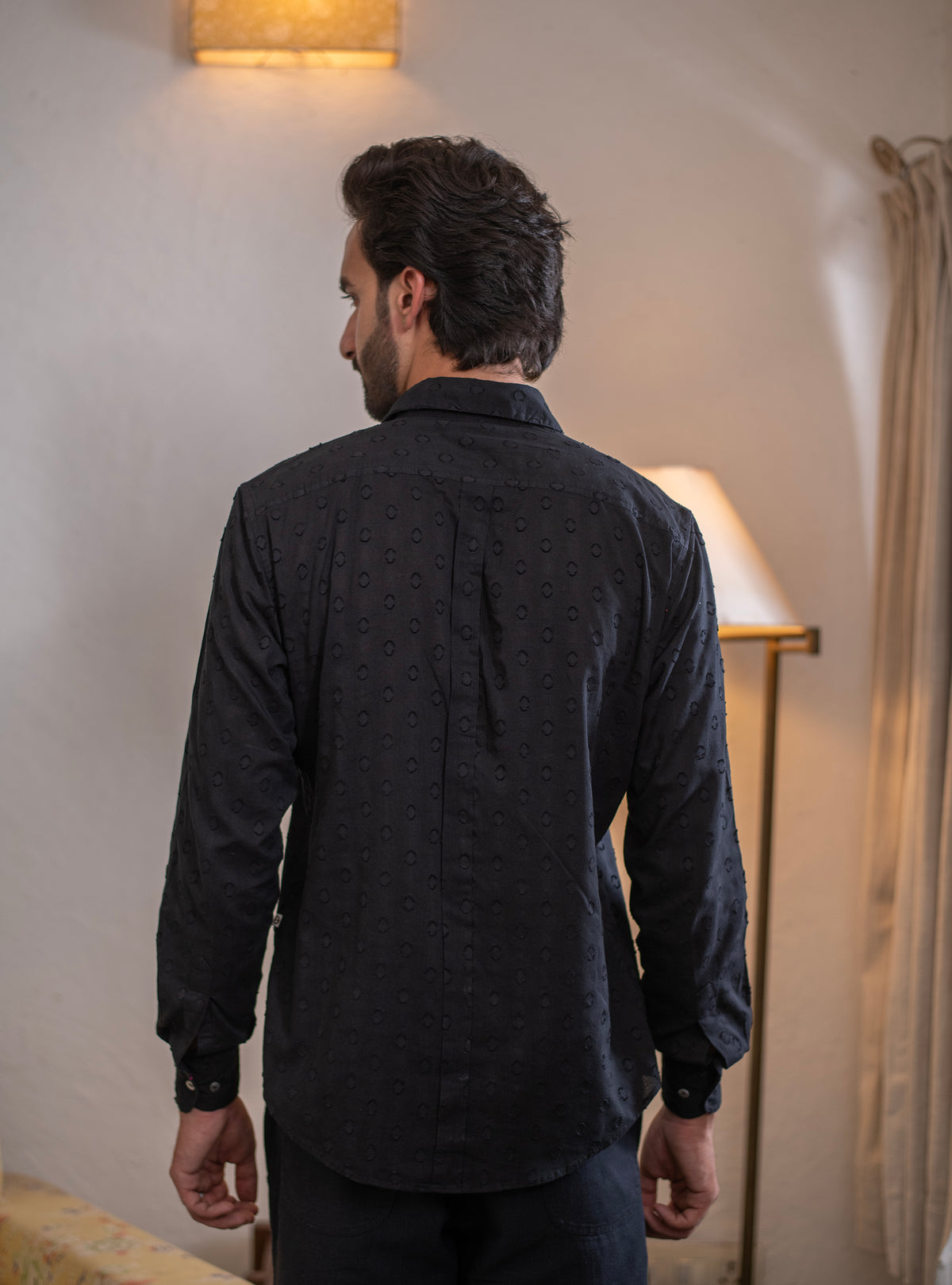 Hangout Shirt FS : Solid Black Cutwork