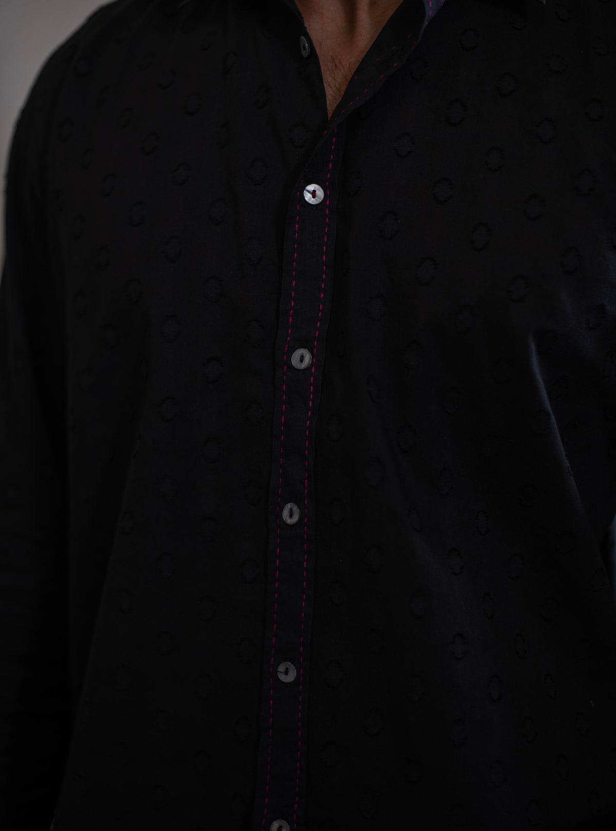 Hangout Shirt FS : Solid Black Cutwork