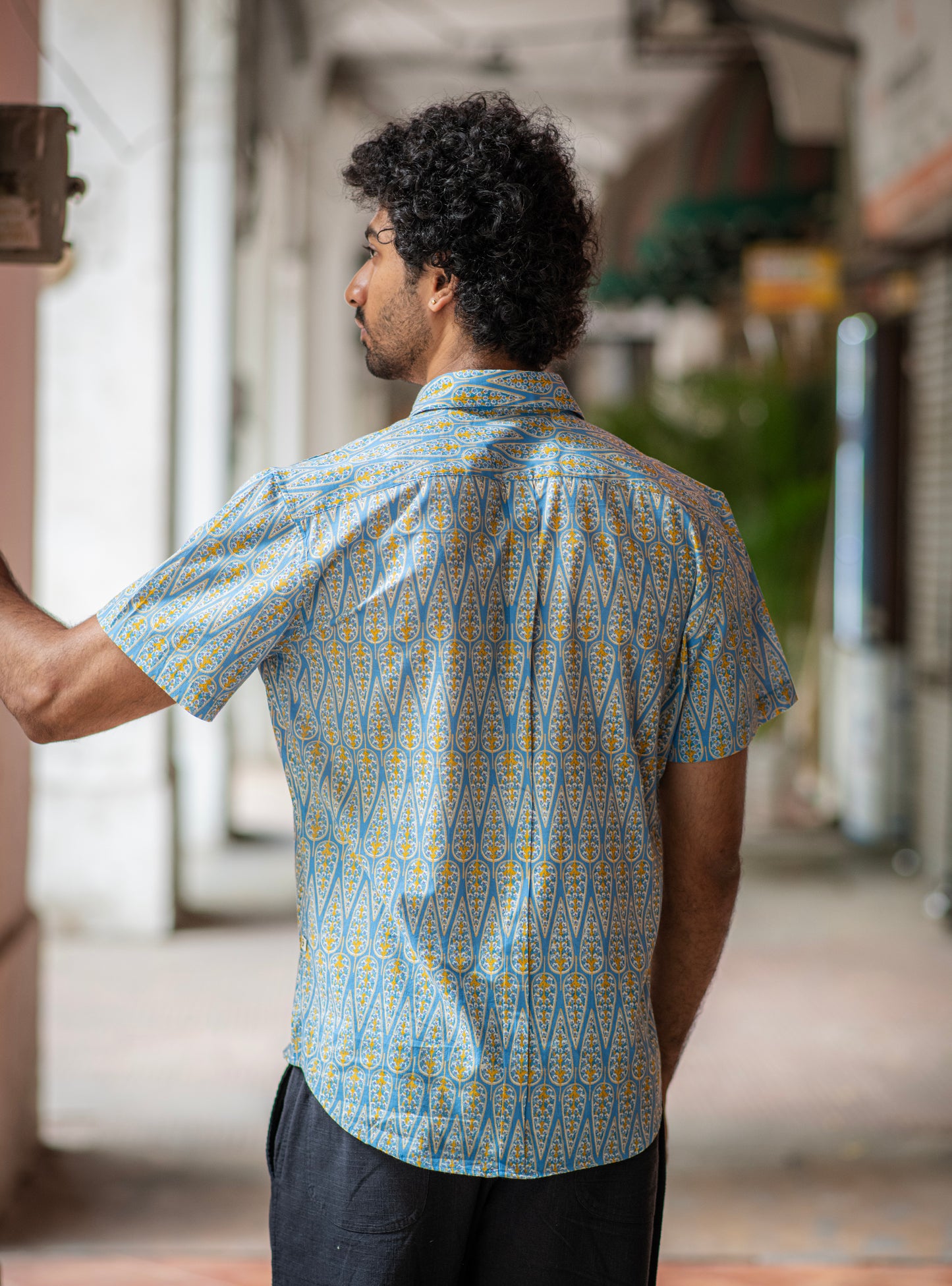 Hangout Shirt Half Sleeves : Ali Boota Blue Cambric