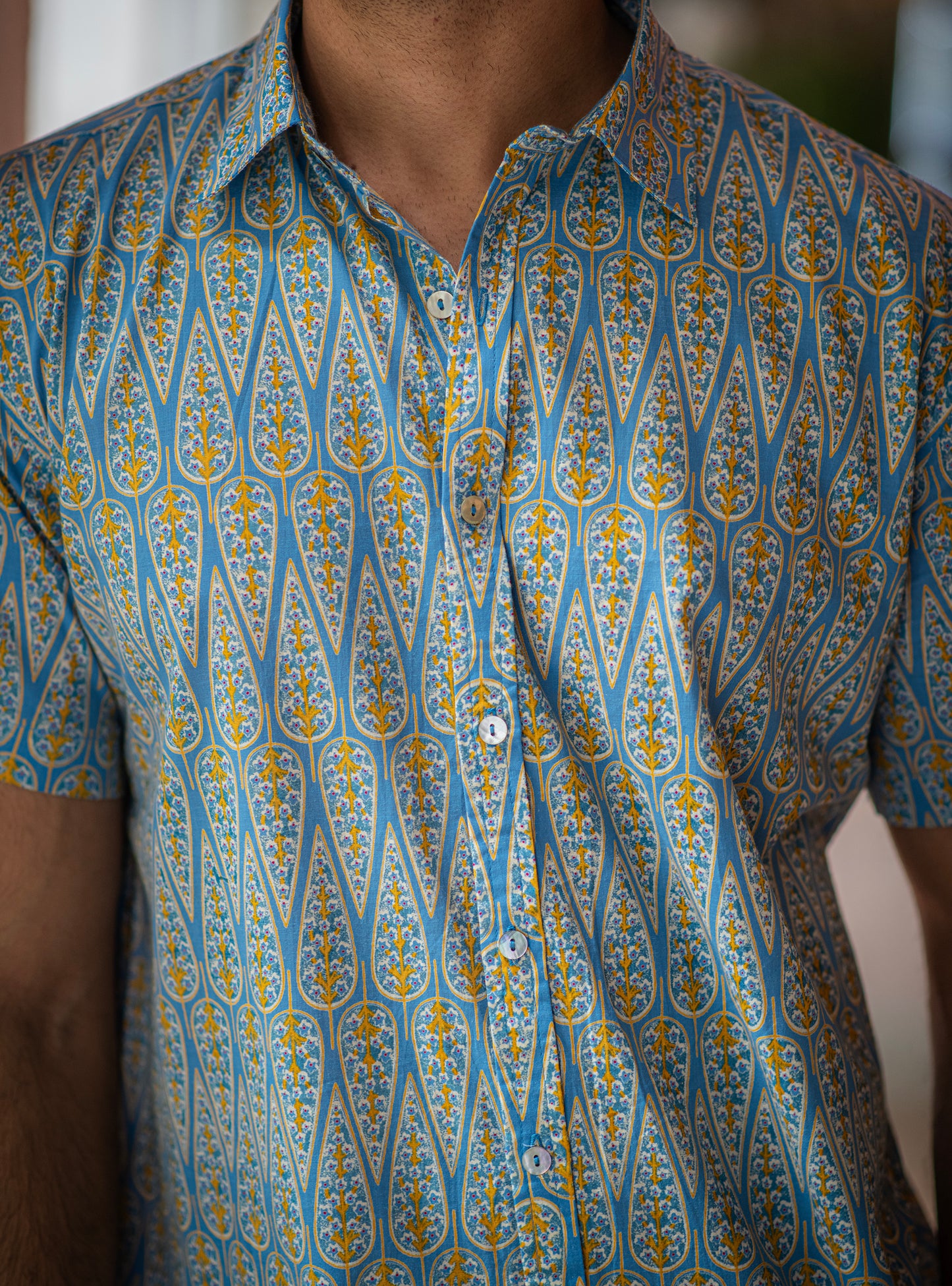 Hangout Shirt Half Sleeves : Ali Boota Blue Cambric