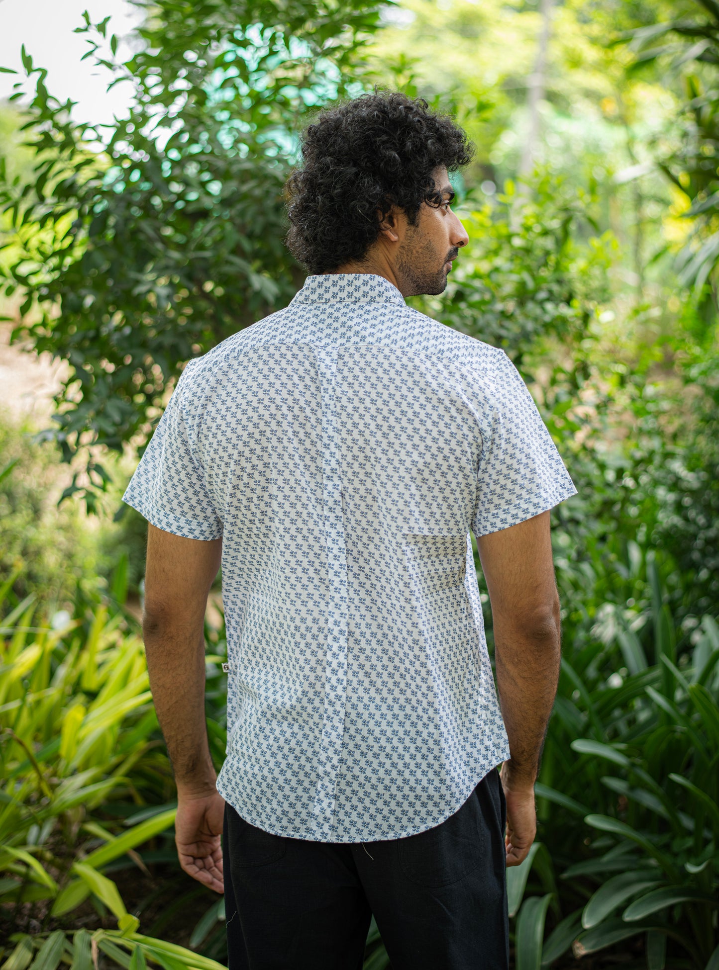 Hangout Shirt Half Sleeves : Dhania Blue Voile