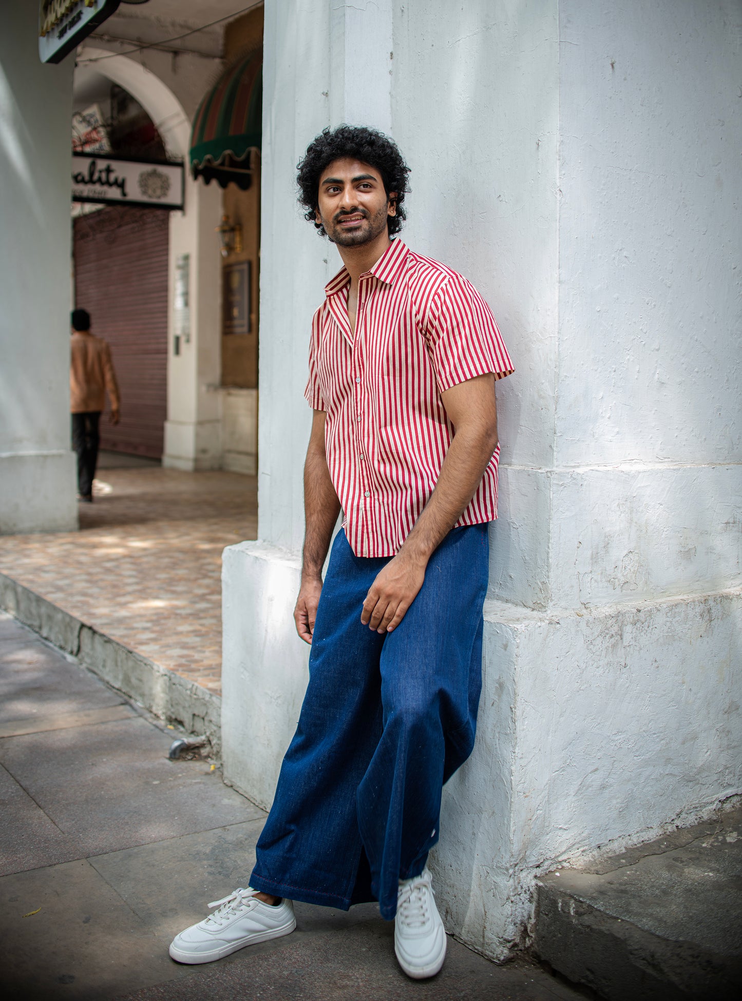 Hangout Shirt Half Sleeves : Sheru Stripe Maroon Voile
