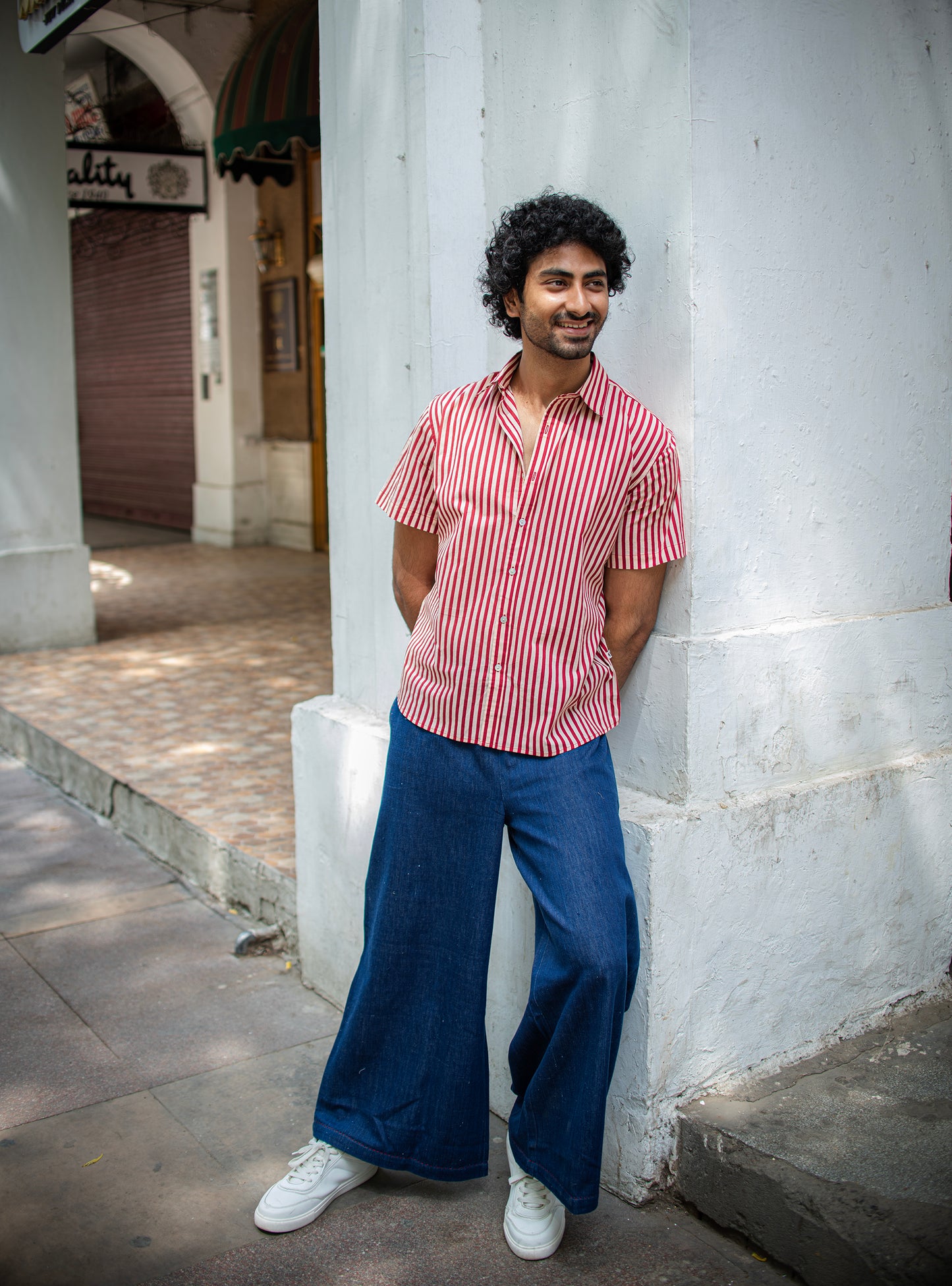 Hangout Shirt Half Sleeves : Sheru Stripe Maroon Voile