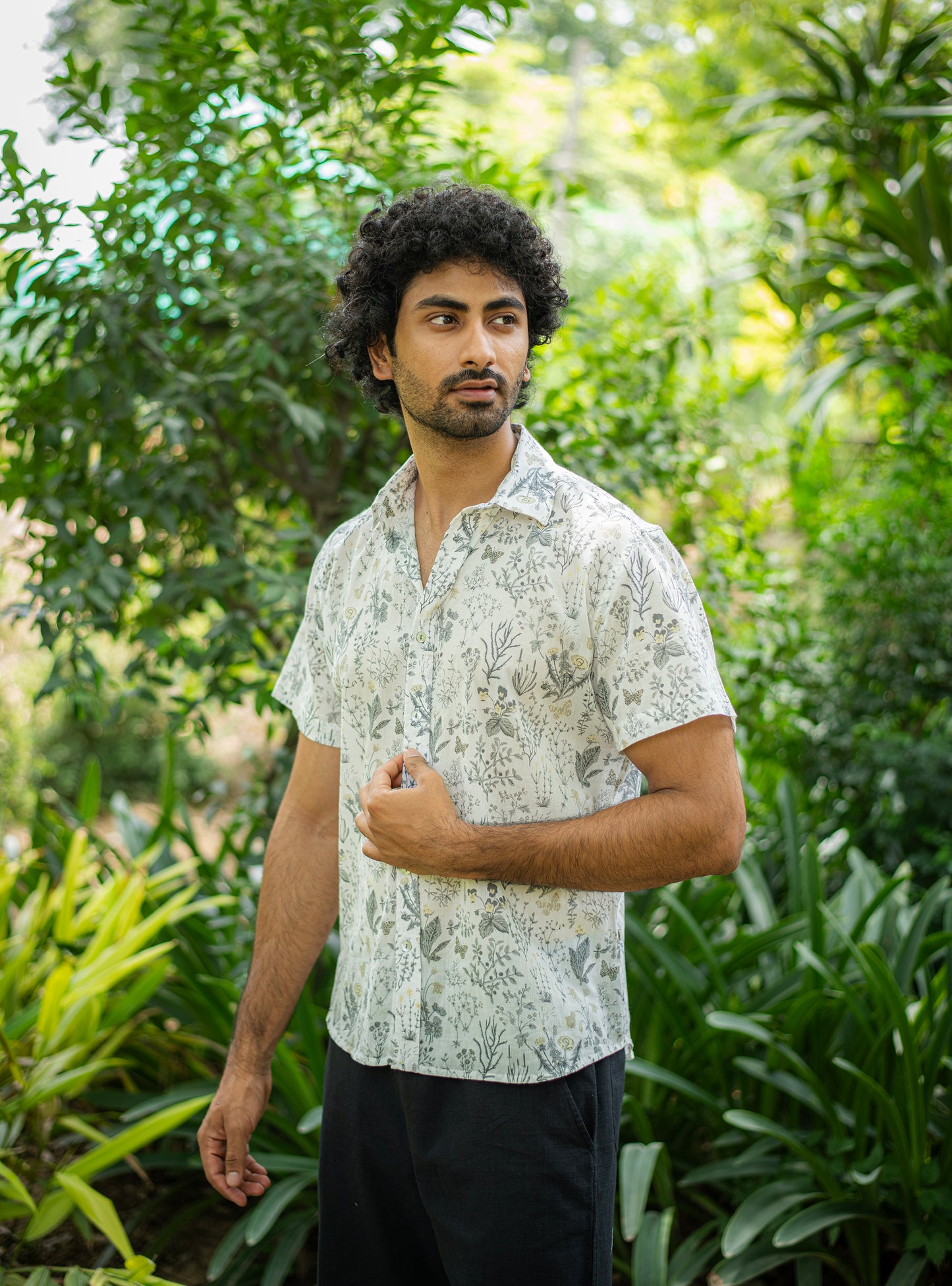 Hangout Shirt Half Sleeves : Woodland Natural Voile